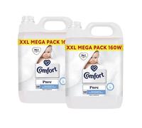 Comfort Pure Fabric Conditioner XXL Mega Pack Fabric Softener Washing Liquid, Hypoallergenic and Dermatologically Tested Suitable for Sensitive Skin, 2 Packs of 160 Washes 5L