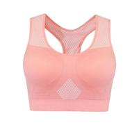 Comfort Racer Back Sports Bras for Women 2 Pack Wireless Soft Bra - Seamless Bralettes for Women Push Up Sports Bras, Mesh Sleep Bras, Ladies Running Leisure Crop Gym Stretch Tops Vest Pink