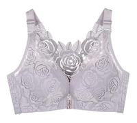 Comfort Rose Bra, Full Support Posture Wirefree Seamless Front Closure Breathable Soft Comfortable Bras for Women (Grey,9XL)