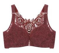 Comfort Rose Bra, Full Support Posture Wirefree Seamless Front Closure Breathable Soft Comfortable Bras for Women (Wine,9XL)