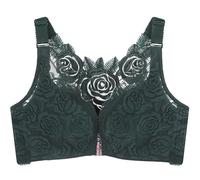 Comfort Rose Bra, Full Support Posture Wirefree Seamless Front Closure Breathable Soft Comfortable Bras for Women (Blackish Green,9XL)