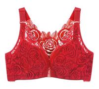 Comfort Rose Bra, Full Support Posture Wirefree Seamless Front Closure Breathable Soft Comfortable Bras for Women (Red,9XL)