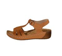 comfort sandals for women uk Ladies Sandals Wide Fit Cushion Walk Orthopedic Shoes Comfortable Open Toe Plantar Fasciitis Gladiator Summer Lightweight Arch Support Brown 7.5