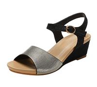 Comfort Sandals Women Womens Sandals Womens Wedges Shoes Buckle Casual Sandals Beach Sandals Womens Black Sandals Size 6 Slip On Sandals Size 7 (Black, 7)