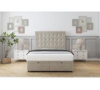 Comfort Savannah Cream Plush Ottoman Bed Base With 54" Floor Standing Headboard 4' Small Double