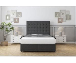 Comfort Savannah Graphite Dumfries Ottoman Bed Base With 54" Floor Standing Headboard 2'6 Small Single