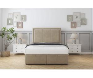 Comfort Savoy Almond Coniston Ottoman Bed With Mattress With 54" Floor Standing Headboard 4'6 Double