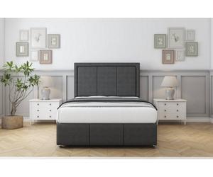 Comfort Savoy Graphite Dumfries Divan Bed Set 2 Drawers Foot-End - 26" Strutted & 12" Footboard 4'6 Double