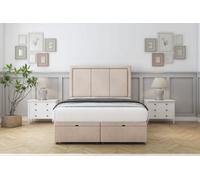 Comfort Savoy Sand Naples Ottoman Bed With Mattress With 54" Floor Standing Headboard 3' Single
