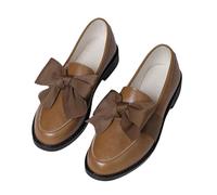 Comfort Slip On for Women 2026 Low Heel Footwear Trendy Solid Color Chunky Platform Loafers Patent Leather Round Toe Lug Sole Bow Loafers Anti-Slip Flat Elegant Casual Dressy Work School Shoes