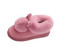 Comfort Slippers Soft Shoe Furry Footwear Indoor Winter Women's Ears Women's Slipper Womens Slipper Shoes Size 9 (Red, 3.5-4)
