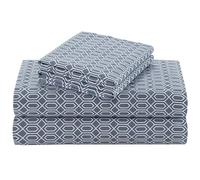 Comfort Spaces 100% Cotton Sheet Set Breathable, Lightweight, Soft with 14" Elastic Pocket Fits up to 16" Mattress, All Season Cozy Bedding, Matching Pillow Case, Cal King Diamond Blue 4 Piece