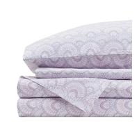 Comfort Spaces 100% Cotton Sheet Set Breathable, Lightweight, Soft with 14" Elastic Pocket Fits up to 16" Mattress, All Season Cozy Bedding, Matching Pillow Case, Queen Tabitha Purple 4 Piece