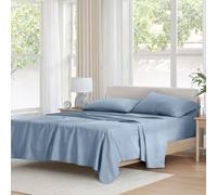 Comfort Spaces 100% Cotton Sheet Set Breathable, Lightweight, Soft with 14" Elastic Pocket Fits up to 16" Mattress, All Season Cozy Bedding, Matching Pillow Case, King Blue 4 Piece