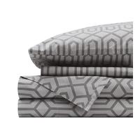 Comfort Spaces 100% Cotton Sheet Set Breathable, Lightweight, Soft with 14" Elastic Pocket Fits up to 16" Mattress, All Season Cozy Bedding, Matching Pillow Case, Queen Diamond Sliver 4 Piece