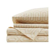 Comfort Spaces 100% Cotton Sheet Set Breathable, Lightweight, Soft with 14" Elastic Pocket Fits up to 16" Mattress, All Season Cozy Bedding, Matching Pillow Case, Queen Diamond Tan 4 Piece