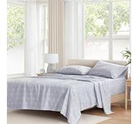 Comfort Spaces 100% Cotton Sheet Set Breathable, Lightweight, Soft with 14" Elastic Pocket Fits up to 16" Mattress, All Season Cozy Bedding, Matching Pillow Case, King Adelia Gray 4 Piece