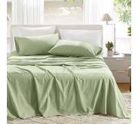 Comfort Spaces 100% Cotton Sheets Full, Breathable & Soft Cotton Sheets, Naturally Cool Cotton Bed Sheets with 14" Elastic Pocket Fits up to 16" Mattress, All Seasons Sheet Set, Sage Green 4 Piece