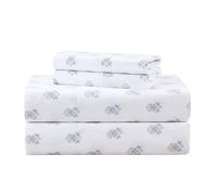 Comfort Spaces 100% Cotton Sheets King, Breathable, Naturally Cool Cotton Sheets, Soft Cotton Bed Sheets with 14" Elastic Pocket Fits up to 16" Mattress, All Seasons Sheet Set, Floral Blue 4 Piece