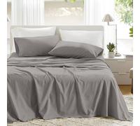 Comfort Spaces 100% Cotton Sheets King, Breathable & Ultra Soft Cotton Sheets, Naturally Cool Cotton Bed Sheets with 14" Elastic Pocket Fits up to 16" Mattress, All Season Sheet Set, Dark Gray 4 Piece