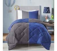 Comfort Spaces All Season Down Alternative Bedding, Matching Shams, fabric, Microfiler Reversible Navy/Charcoal, Twin/Twin XL(66"x90")