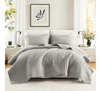 Comfort Spaces All Season, Lightweight, Coverlet Bedspread Bedding, Matching Shams, fabric, Grey, Quilt Full/Queen(90"x90")