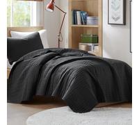 Comfort Spaces All Season, Lightweight, Coverlet Bedspread Bedding, Matching Shams, Microfiber, Black, Twin/Twin XL(66"x90")