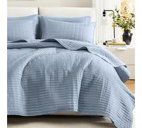 Comfort Spaces All Season, Lightweight, Coverlet Bedspread Bedding, Matching Shams, Microfiber, Blue, King/Cal King(104"x90")