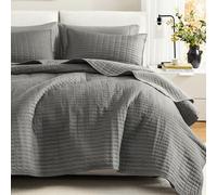 Comfort Spaces All Season, Lightweight, Coverlet Bedspread Bedding, Matching Shams, Microfiber, Charcoal Grey, Full/Queen(90"x90")