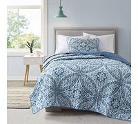 Comfort Spaces All Season, Lightweight, Coverlet Bedspread Bedding, Matching Shams, Microfiber, Gloria, Damask Aqua, Twin/Twin XL