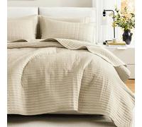 Comfort Spaces All Season, Lightweight, Coverlet Bedspread Bedding, Matching Shams, Microfiber, Ivory, Quilt King/Cal King(104"x90")