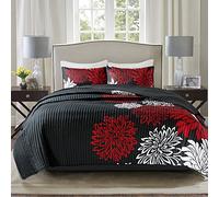Comfort Spaces All Season, Lightweight Coverlet, Cozy Bedding, Matching Shams, Decorative Pillows, Fabric, Red/Black, King(104 in x 90 in)