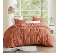 Comfort Spaces Clay Cal King Size Comforter Set - 3 Pieces Pintuck Pleated Bedding Sets, All Season Lightweight, Extra Softness Pre-Washed Microfiber Bed Set, Shams