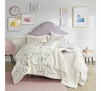 Comfort Spaces Comforter Set_Window Curtain Panels, Polyester, Ivory/Gold, Twin/Twin XL