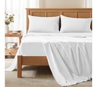 Comfort Spaces Coolmax Moisture Wicking Sheet Set Soft, Fade Resistant, All Elastic Deep Pocket Fits Up to 16" Mattress - Warm Weather Cooling Sheets for Night Sweats, Cal King, White, 4 Piece