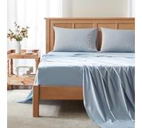 Comfort Spaces Coolmax Moisture Wicking Sheet Set Soft, Fade Resistant, All Elastic Deep Pocket Fits Up to 16" Mattress - Warm Weather Cooling Sheets for Night Sweats, Cal King, Blue, 4 Piece