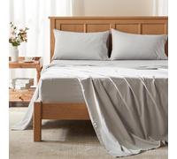 Comfort Spaces Coolmax Moisture Wicking Sheet Set Soft, Fade Resistant, All Elastic Deep Pocket Fits Up to 16" Mattress - Warm Weather Cooling Sheets for Night Sweats, Cal King, Grey, 4 Piece
