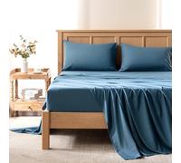 Comfort Spaces Coolmax Moisture Wicking Sheet Set Soft, Fade Resistant, All Elastic Deep Pocket Fits Up to 16" Mattress - Warm Weather Cooling Sheets for Night Sweats, Full, Teal, 4 Piece