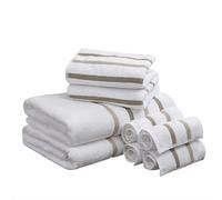 Comfort Spaces Cotton 8 Piece Bath Towel Set Striped Ultra Soft Hotel Quality Quick Dry Absorbent Bathroom Shower Hand Face Washcloths, Multi-Sizes, Zero Twist Taupe 8 Piece