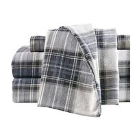 Comfort Spaces Cotton Flannel Breathable Warm Deep Pocket Sheets with Pillow Case Bedding, King, Blue Plaid Scottish Plaid 4 Piece