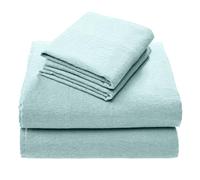 Comfort Spaces Cotton Flannel Breathable Warm Deep Pocket Sheets With Pillow Case Bedding, Twin, Solid Aqua, 3 Piece