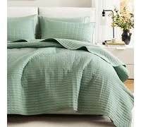 Comfort Spaces Coverlet Sets, Microfiber, Sage Green, Quilt Full/Queen(90"x90")