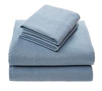 Comfort Spaces CS20-0395 Cotton Flannel Breathable Warm Deep Pocket Sheets With Pillow Case Bedding, Full, Solid Blue