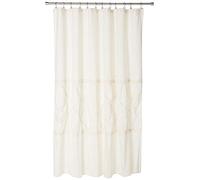 Comfort Spaces CS70-0099 Cavoy Bathroom Pintuck Shower Tufted Ruffle Pattern Modern Elegant Microfiber Fabric Bath Curtains, 72"x72", Ivory