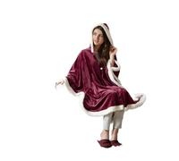 Comfort Spaces Glimmersoft Plush To Sherpa Pocket Hooded Angel Wrap Ultra Soft Wearable Poncho Blanket Throw, 58"x72", Red