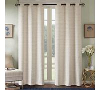 Comfort Spaces Grasscloth Room Darkening Window Curtain Pair / 2 Pieces Panels Grommet Top Energy Efficient Saving Drapes for Living Room Bedroom and Dorm, 40" W x 84" L, Ivory