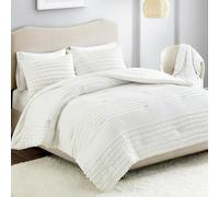 Comfort Spaces Hypoallergenic Down Alternative, All Season Modern Bedding, Matching Shams, Cotton, Phillips, Ivory, Twin/Twin XL