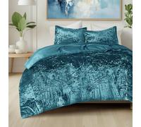 Comfort Spaces Juliette Luxe Comforter Set Velvet Lush with Soft Brushed Microfiber Reverse, All Season Cozy Velvet Bedding Sets, Fluffy Comforter Bed Set, Matching Sham, Teal Twin/Twin XL 2 Piece