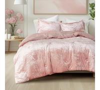Comfort Spaces Juliette Luxe Comforter Velvet Lush w/Button Tufted Design, Modern All Season Cover, Cozy Bedding Set, Matching Sham, King(104"x90"), Blush 3 Piece