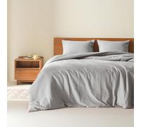 Comfort Spaces Light Grey Queen Comforter Set - 3 Pieces Breathable Woven Waffle Knit Comforter Sets, Modern Farmhouse Boho Comforter & Shams, All Season Microfiber Queen Bed Set, Full/Queen